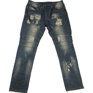 New NITAGUT Distressed America Jeans Men's Size 34x30 Blue Stars And Stripes